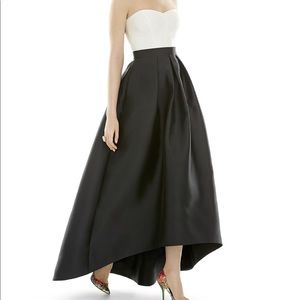Alfred Sung Black/Ivory Satin Hi-Low Dress